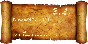 Buncsák Lili névjegykártya